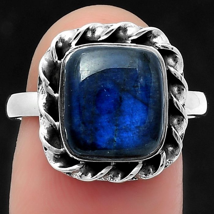 Blue Fire Labradorite - Madagascar Ring size-8 SDR159807 R-1083, 10x11 mm