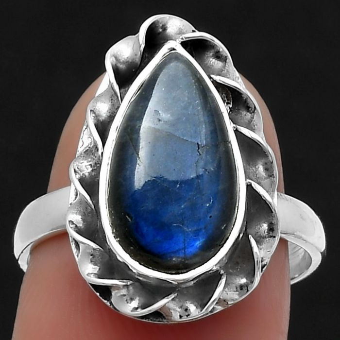Blue Fire Labradorite - Madagascar Ring size-7.5 SDR159810 R-1083, 8x14 mm