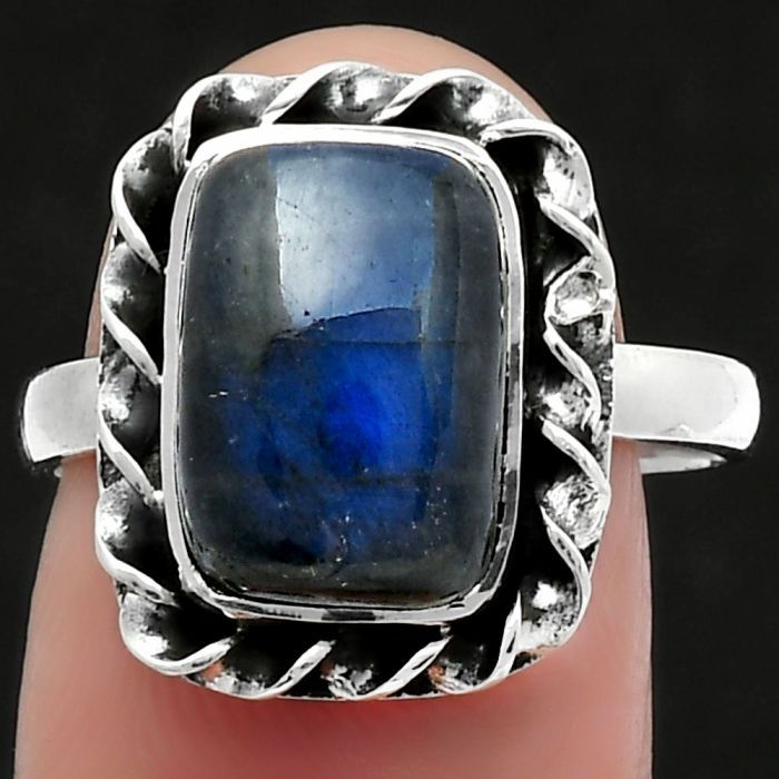 Blue Fire Labradorite - Madagascar Ring size-8 SDR159814 R-1083, 8x12 mm