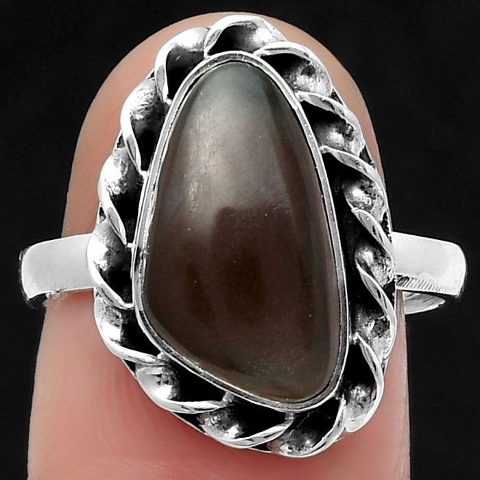 Natural Gray Moonstone Ring size-8 SDR159826 R-1083, 8x15 mm