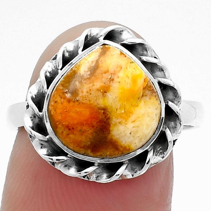 Natural Coral Jasper Ring size-8 SDR159893 R-1083, 11x11 mm