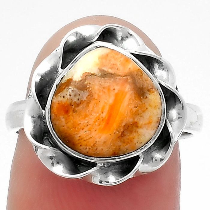 Natural Coral Jasper Ring size-7.5 SDR159904 R-1083, 11x11 mm