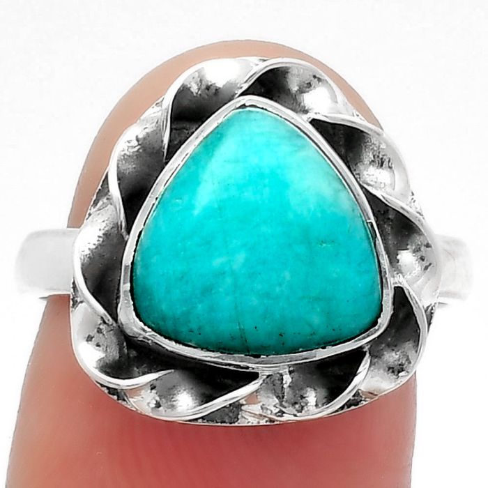 Natural Paraiba Amazonite Ring size-7.5 SDR159917 R-1083, 10x10 mm