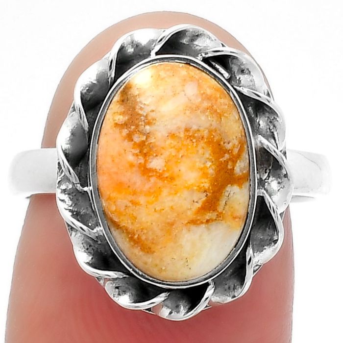 Natural Coral Jasper Ring size-7.5 SDR159920 R-1083, 9x13 mm