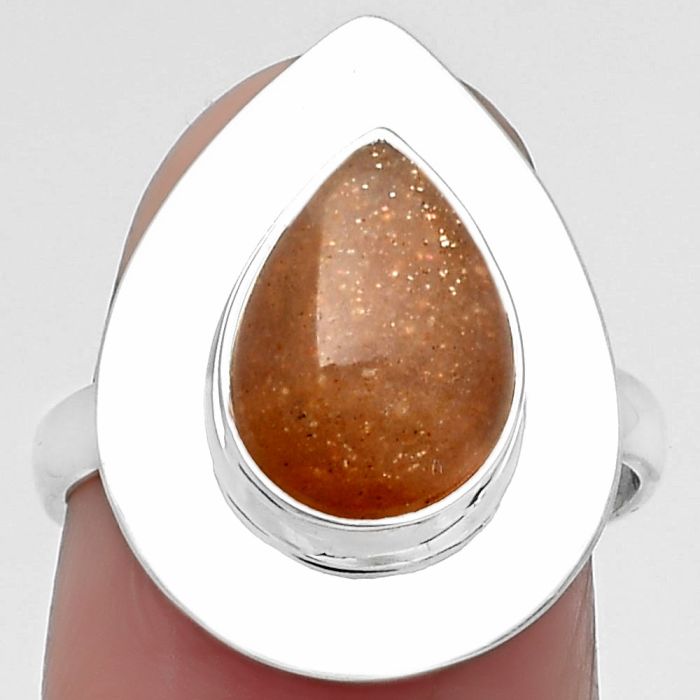 Natural Sunstone - Namibia Ring size-7.5 SDR160194 R-1082, 8x12 mm