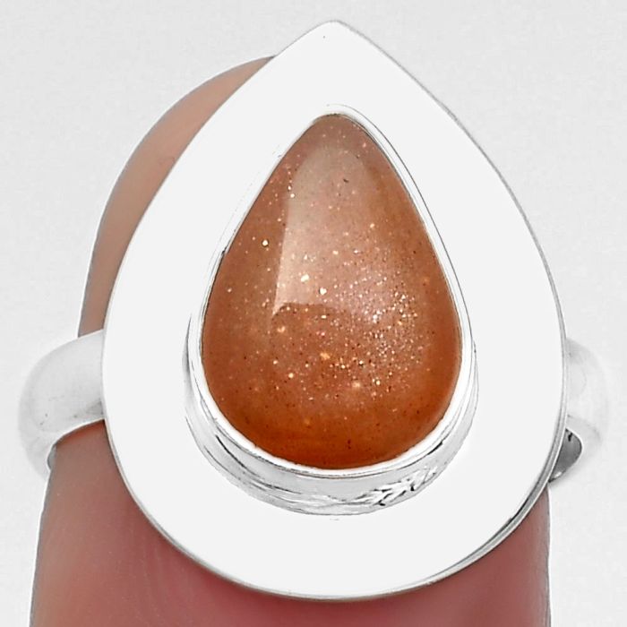 Natural Sunstone - Namibia Ring size-7.5 SDR160197 R-1082, 8x12 mm