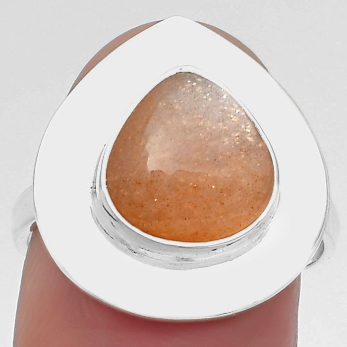 Natural Sunstone - Namibia Ring size-8 SDR160200 R-1082, 10x10 mm