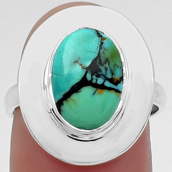 Lucky Charm Tibetan Turquoise Ring size-7.5 SDR160248 R-1082, 9x12 mm