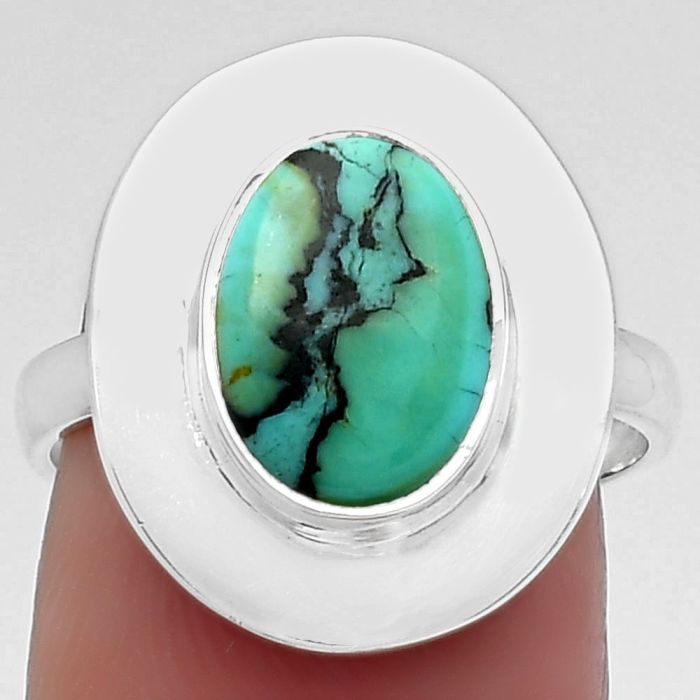Lucky Charm Tibetan Turquoise Ring size-7.5 SDR160250 R-1082, 8x11 mm