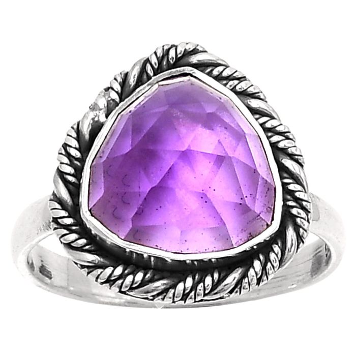 Faceted Natural Amethyst - Brazil Ring size-9 SDR160514 R-1013, 12x12 mm