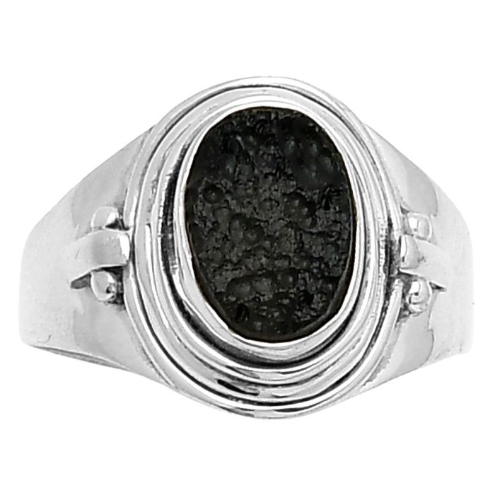 Natural Tektite Rough - Greek Ring size-7 SDR160677 R-1274, 7x9 mm