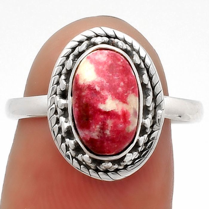 Natural Pink Thulite - Norway Ring size-8 SDR160735 R-1262, 6x10 mm