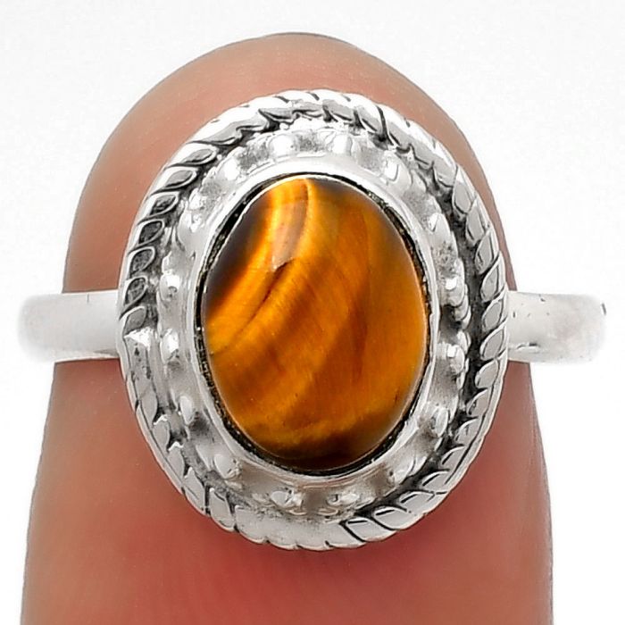 Natural Tiger Eye - Africa Ring size-7.5 SDR160752 R-1262, 7x9 mm