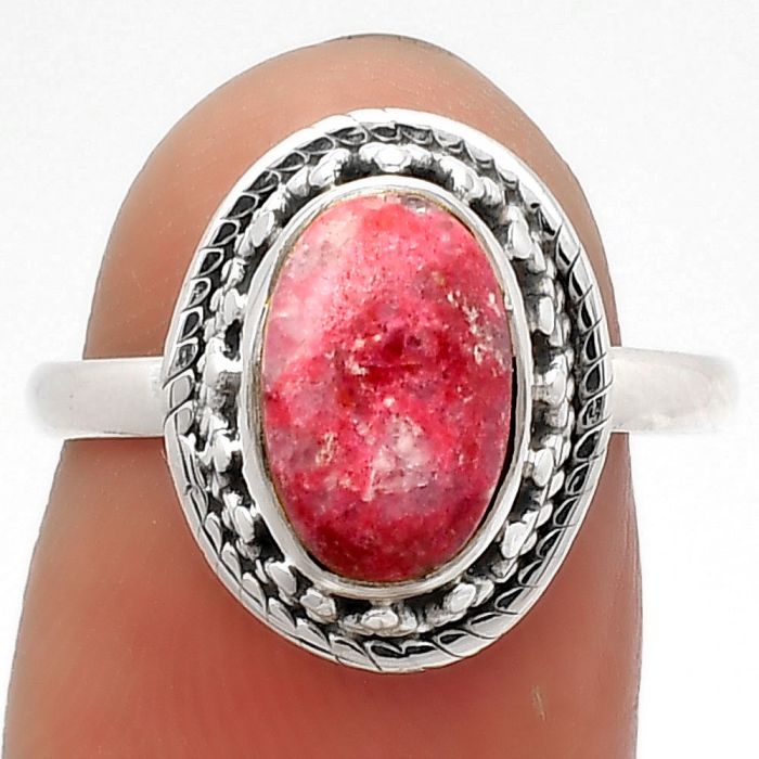 Natural Pink Thulite - Norway Ring size-8 SDR160759 R-1262, 6x10 mm