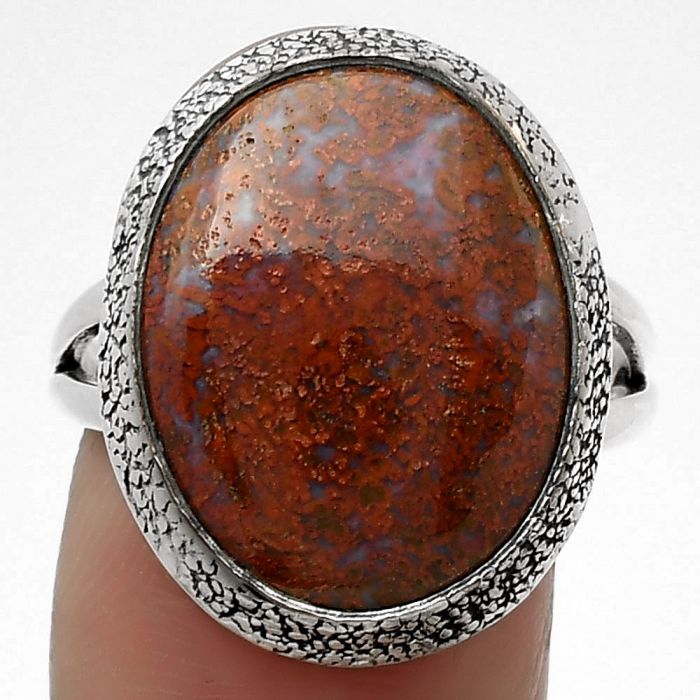 Natural Red Moss Agate Ring size-9 SDR160861 R-1307, 15x19 mm