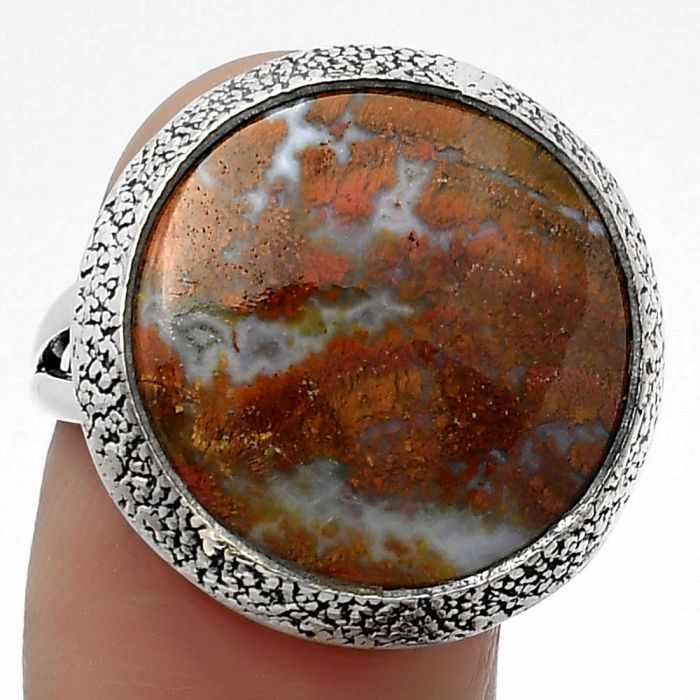 Natural Red Moss Agate Ring size-8.5 SDR160862 R-1307, 18x18 mm