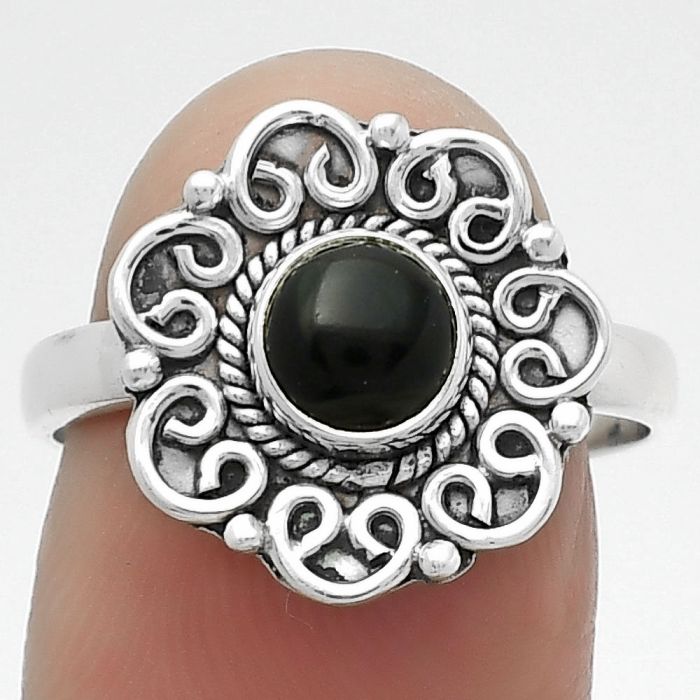 Natural Black Onyx - Brazil Ring size-8 SDR161201 R-1337, 6x6 mm