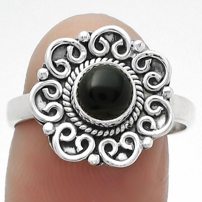 Natural Black Onyx - Brazil Ring size-8 SDR161203 R-1337, 6x6 mm