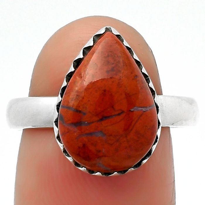 Natural Red Moss Agate Ring size-8 SDR161528 R-1210, 10x14 mm