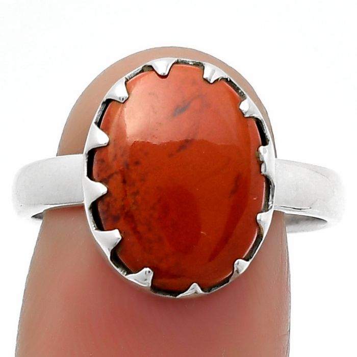 Natural Red Moss Agate Ring size-8.5 SDR161539 R-1210, 10x14 mm