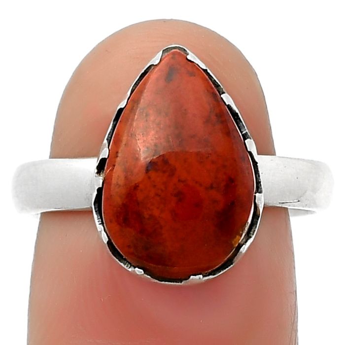 Natural Red Moss Agate Ring size-7.5 SDR161553 R-1210, 9x14 mm