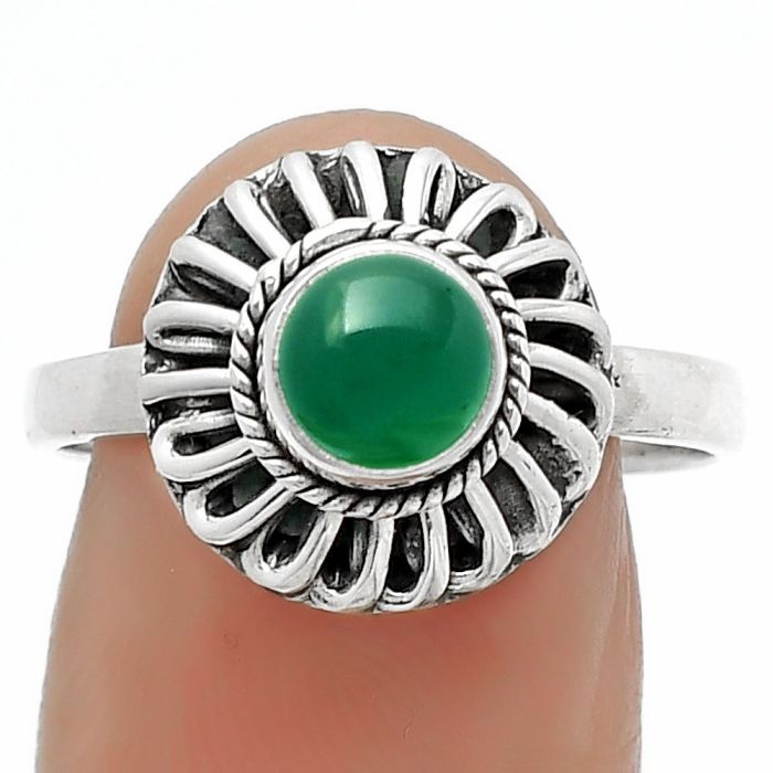 Natural Green Onyx Ring size-8 SDR161590 R-1596, 6x6 mm