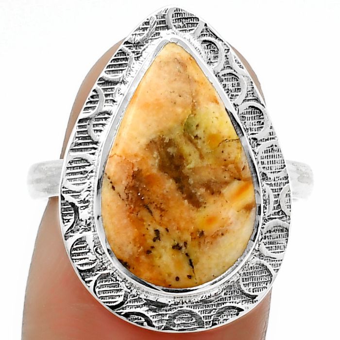 Natural Coral Jasper Ring size-8 SDR161701 R-1090, 11x17 mm