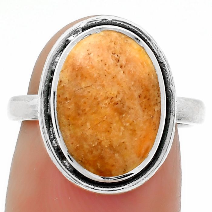 Natural Coral Jasper Ring size-7 SDR161751 R-1156, 10x14 mm