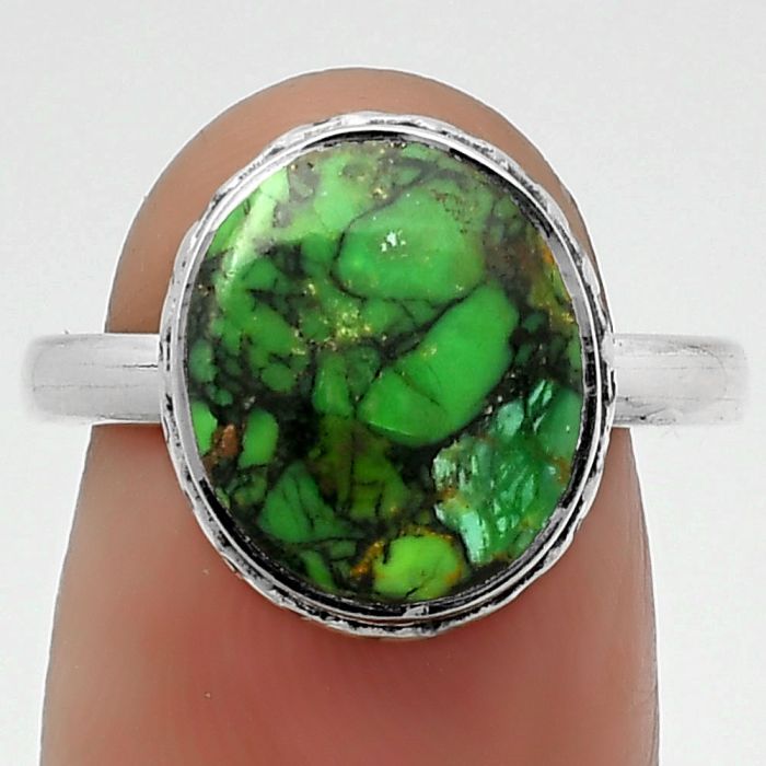 Natural Green Matrix Turquoise Ring size-8 SDR161841 R-1191, 11x13 mm