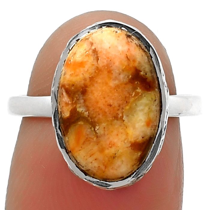 Natural Coral Jasper Ring size-7 SDR161950 R-1191, 10x15 mm