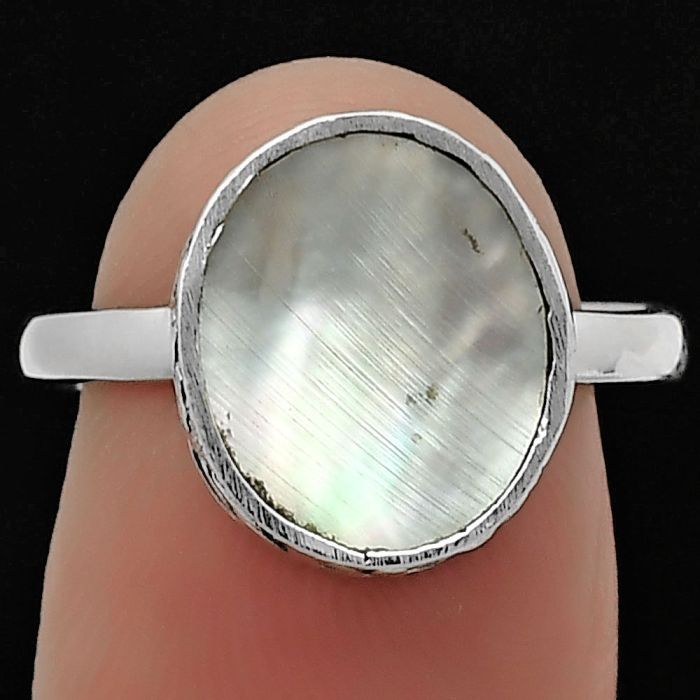 Natural Mother Of Pearl Ring size-7.5 SDR161964 R-1191, 10x12 mm