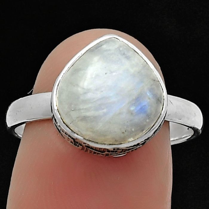 Natural Rainbow Moonstone - India Ring size-8.5 SDR161971 R-1191, 11x11 mm