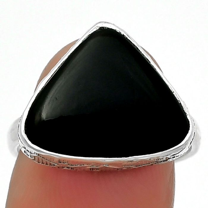 Natural Black Onyx - Brazil Ring size-7.5 SDR161986 R-1191, 14x16 mm