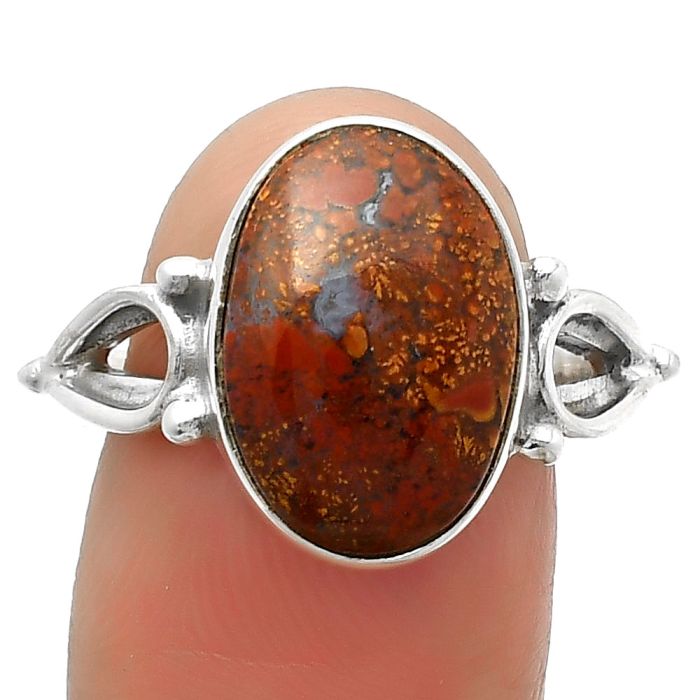 Natural Red Moss Agate Ring size-8 SDR162218 R-1224, 11x15 mm