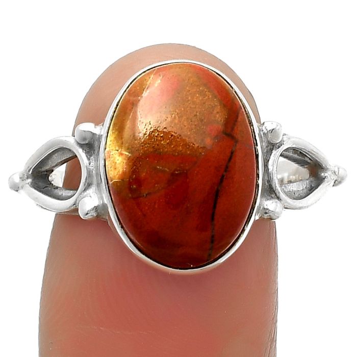 Natural Red Moss Agate Ring size-9 SDR162254 R-1224, 10x14 mm