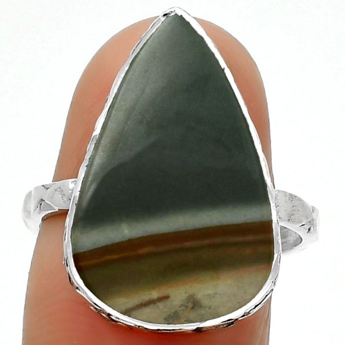 Natural Polygram Jasper Ring size-8 SDR162411 R-1191, 14x21 mm