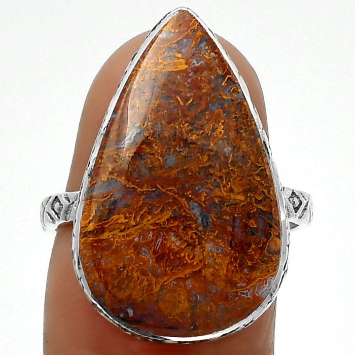 Natural Red Moss Agate Ring size-8 SDR162436 R-1191, 15x23 mm