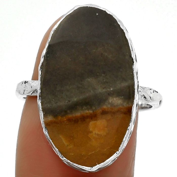Natural Polygram Jasper Ring size-8.5 SDR162451 R-1191, 13x22 mm