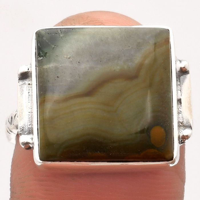 Natural Polygram Jasper Ring size-7.5 SDR162581 R-1193, 15x15 mm