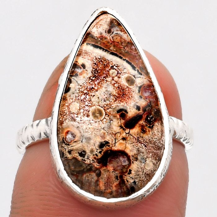 Natural Leopard Skin Jasper Ring size-7 SDR162748 R-1191, 12x20 mm