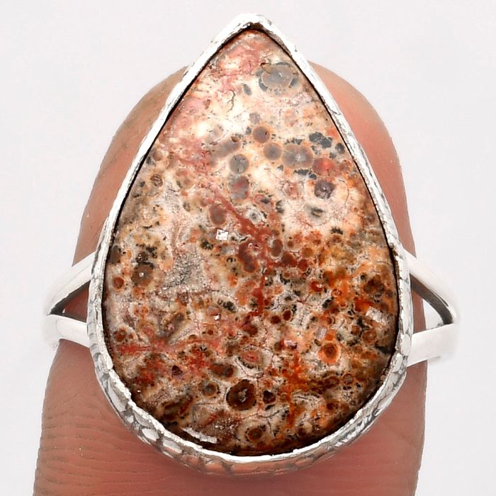 Natural Leopard Skin Jasper Ring size-9 SDR162761 R-1191, 15x20 mm