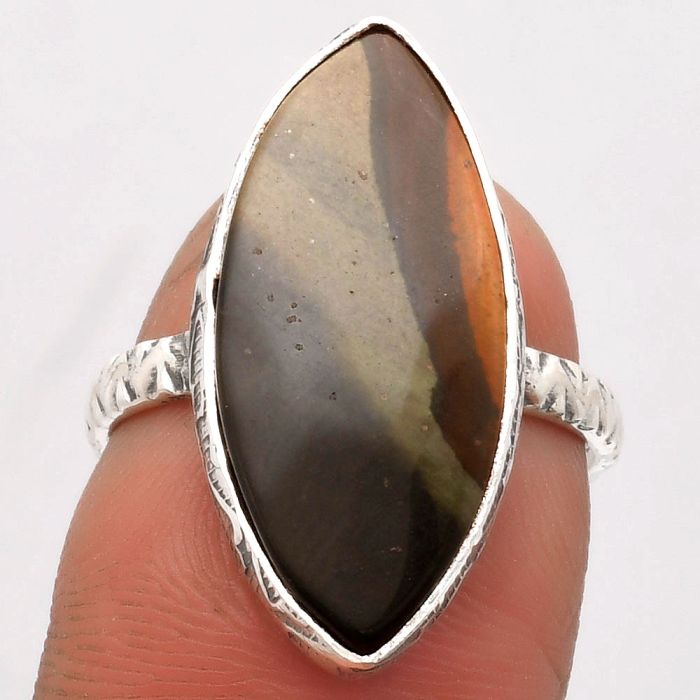 Natural Polygram Jasper Ring size-7.5 SDR162777 R-1191, 10x23 mm