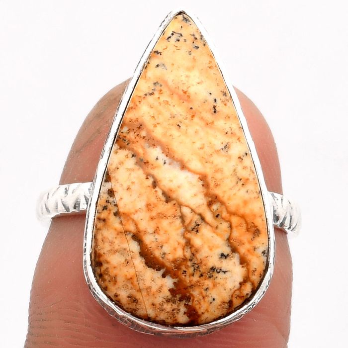 Natural Picture Jasper Ring size-7 SDR162794 R-1191, 13x23 mm