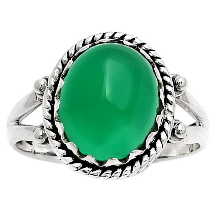 Natural Green Onyx Ring size-8.5 SDR163337 R-1474, 10x12 mm