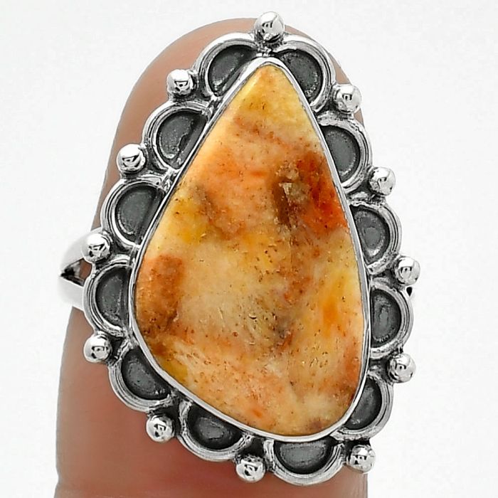 Natural Coral Jasper Ring size-8 SDR163375 R-1092, 12x20 mm