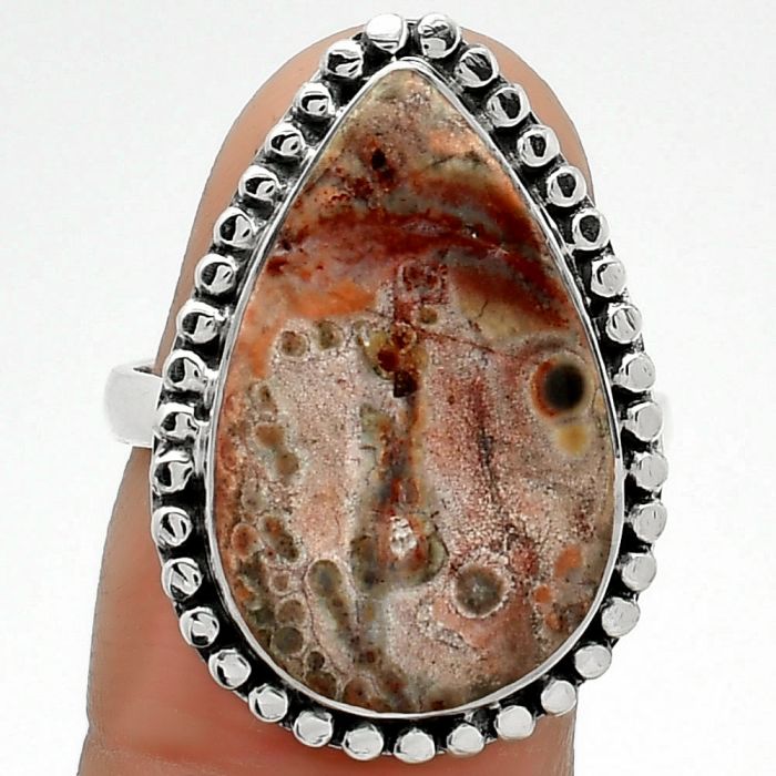 Natural Leopard Skin Jasper Ring size-8 SDR163431 R-1071, 13x21 mm