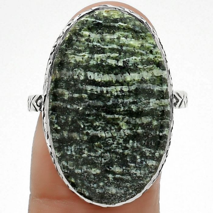 Natural Chrysotile Ring size-9 SDR163567 R-1191, 16x24 mm