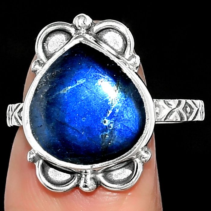 Blue Fire Labradorite - Madagascar Ring size-8 SDR163644 R-1103, 12x12 mm