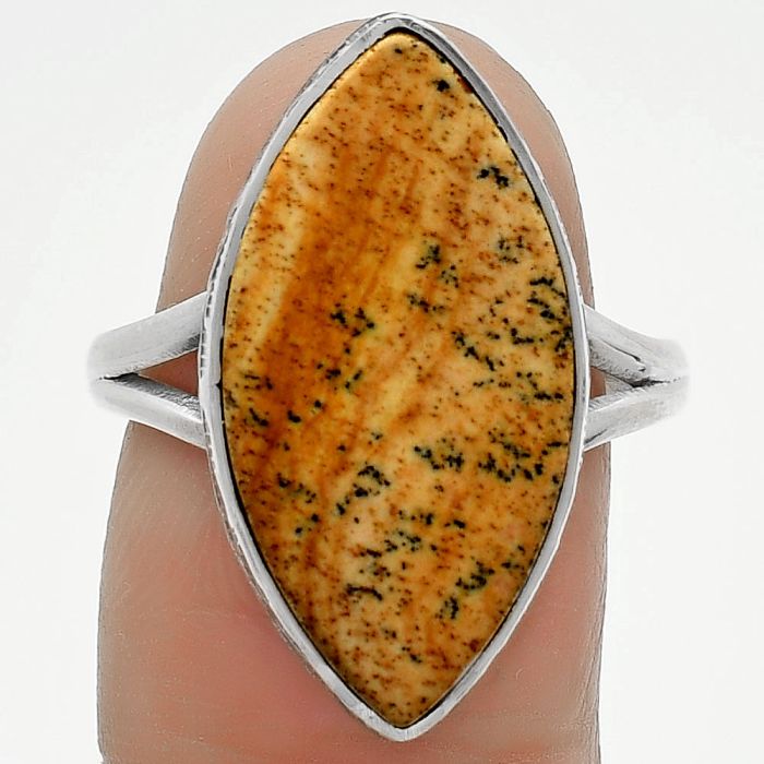 Natural Picture Jasper Ring size-8 SDR163963 R-1191, 12x23 mm