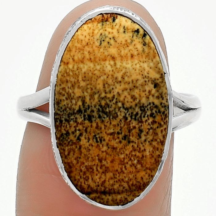 Natural Picture Jasper Ring size-8 SDR164000 R-1191, 12x21 mm